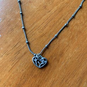 Vintage heart dark silver necklace